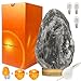 MAYMII·HOME Rare Large (8-13lbs) Natural Grey Gray Balck Himalayan Crystal Salt Table Lamp, Hymilian Sea Salt Night Light Lamps with Touch Dimmer Switch Control,Nightlight,Candle Holders
