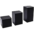 T Tulead 3PCS Acrylic Cube Display Black Display Stand Square Cube Display Nesting Risers Acrylic Organization Riser Height: 40mm, 60mm, 80mm