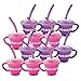 Dozen Tea Party Cups with Straw and Top (Assorted colors)