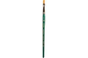 Princeton Artist Brush Co. Lauren Series 4350 - Short Handled Flat Shader Size 4 - Single Golden Synthetic Paintbrush for Watercolor and Acrylic Painting