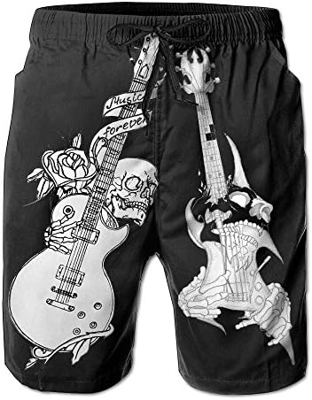 Male Cute Skull Guitar Beach Short Pants
