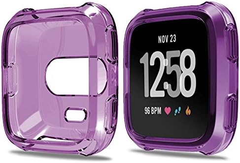 Lilycase Fitbit Versa Protector Case Cover,Soft Slim TPU Protective Case Fitbit Versa Accessories Flexible Anti-Scratch Bumper Cover for Fitbit Versa Fitness Smart Watch,for Women Men - Purple