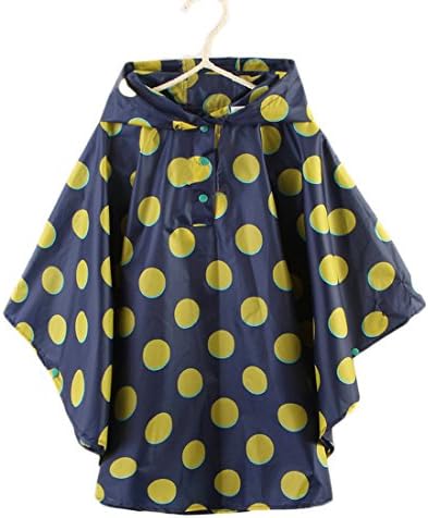 Spring fever Children's Hooded Poncho Eco-Friendly Cute Stylish Lightweight Raincoats Blue Yellow S (Fit 31.5"-39.4" height)