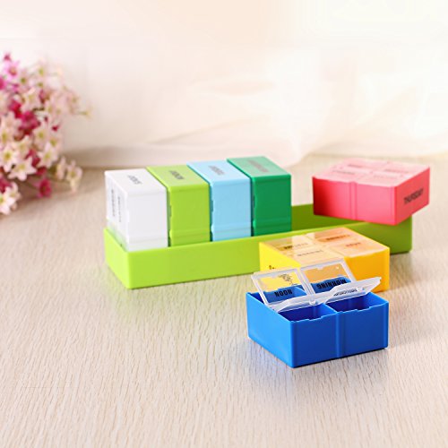 STEVOY-Pill-Box-7-Days-28-Compartments-Pill-Organisers-Free-BPA-Pill-Box-Large-Capacity-Medicine-OrganiserVitamin-CaseTravel-Reminder-HolderMedication-Dispenser-Container