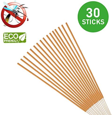 Mosquito Sticks, All Natural and DEET Free Insect Repellent, Eco friendly, Non toxic, Bamboo infused with Citronella, Lemongrass & grapefruit peel, for Outdoor Garden Yard and Indoor (Pack of 30)