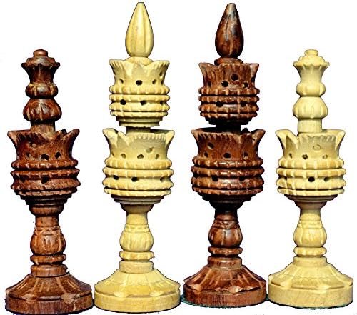 The Lotus Series Pipe Shaped Wooden Chess Pieces in Sheesham & Box Wood Chess Art Home