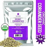 Organic Coriander Seeds 1 Pound, Supports Digestive Health (High Fiber) Whole Seeds in Bulk Resealable Bag, 100% Pure, Non-GMO, Gluten-Free & Kosher