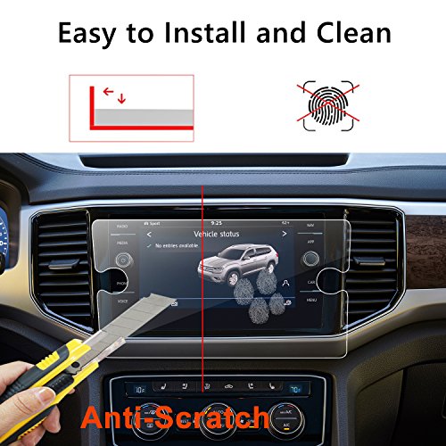 LFOTPP 2018 Volkswagen Atlas 8 Inch Tempered Glass Car Navigation Screen Protector, [9H] Infotainment Screen Center Touchscreen Protector Anti Scratch High Clarity