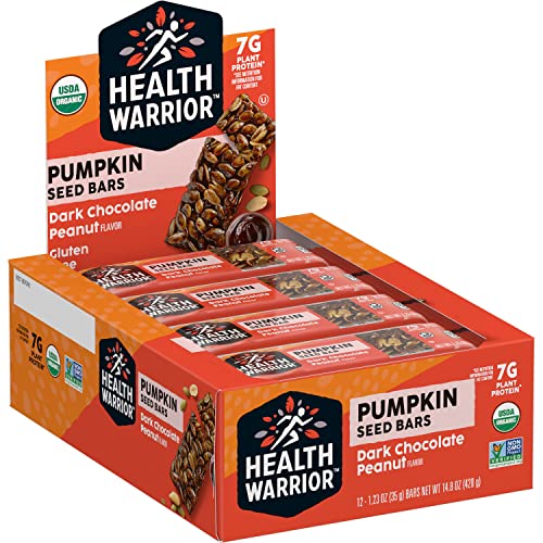 Health Warrior Pumpkin Seed Bars, Dark Chocolate Peanut, 12 Bars