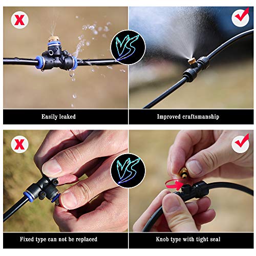 Outdoor Misting Cooling System 32.8FT(10M) Misting Line + 12 Brass Mist Nozzles + 2 Brass Adapters Outdoor Mister for Patio Garden Greenhouse Trampoline for waterpark