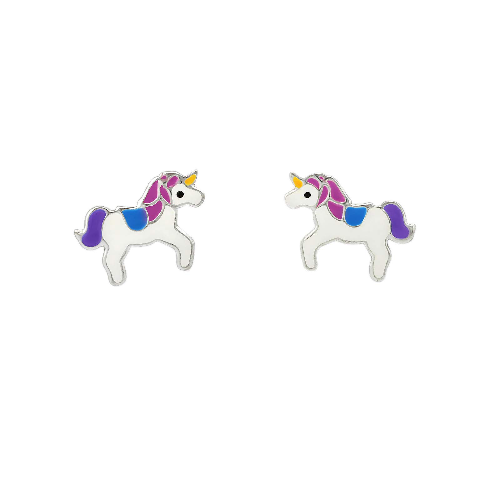 925 Sterling Silver Lightweight Hollow-Back Unicorn Stud Earrings for Women & Girls – Cute Fantasy Jewellery Gift Boxed