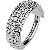 Pierced Owl 16GA ASTM F-136 Implant Grade Titanium Wide Hoop with Ball Cuts Hinged Segment Clicker Ring