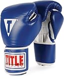 TITLE Classic Pro Style Training Gloves, Blue/White, 16 oz