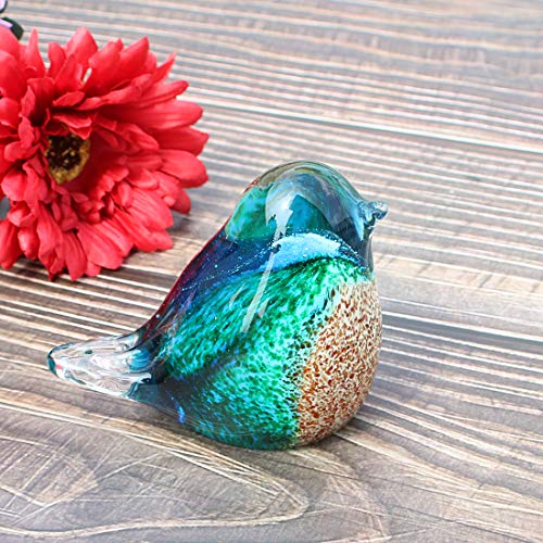 Hophen Art Glass Bird Figurine Handmade Blown Glass Paper Wight Mother`s Day Gift Home Ornament (#1)