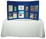 Displays2go 72 x 36 Inches Lightweight and Portable 3 Panel Presentation Board and Velcro-Receptive Blue Fabric with Carrying Bag (3PTTBLUE)