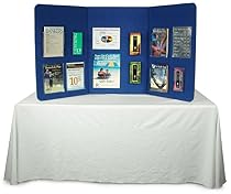 Displays2go 72 x 36 Inches Lightweight and Portable 3 Panel Presentation Board and Velcro-Receptive Blue Fabric with Carrying Bag (3PTTBLUE)