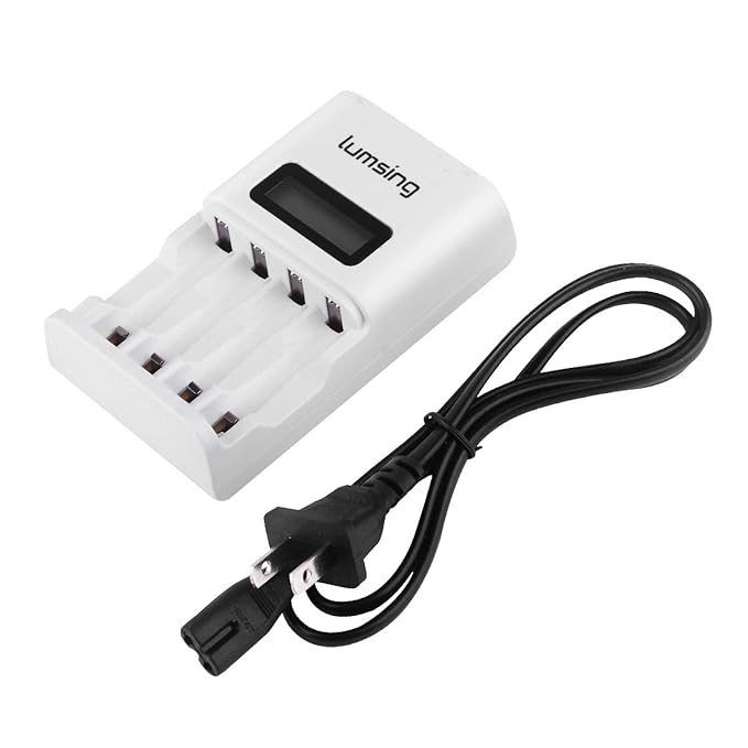 Lumsing LCD Smart Individual AA AAA Rechargeable Battery Charger for Ni-MH Ni-CD (4-Bay Battery Charger)