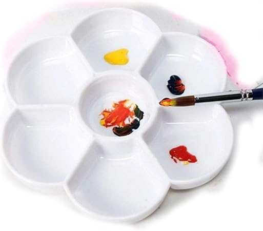 Chiloskit Chiloskit Porcelaine Ceramique 7 Emplacements Forme De Marguerite Aquarelle Melange Peinture Artiste Palette De Peinture Pour Eau Huile Ou Acrylique 7inch 17 8cm Amazon Fr Cuisine Maison