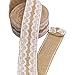 LAOZHOU 3 Pack of Natural Burlap Craft Ribbon Roll with White Lace 78.7inch,DIY Handmade Christmas Wedding Crafts Lace Linen (3 Pack)