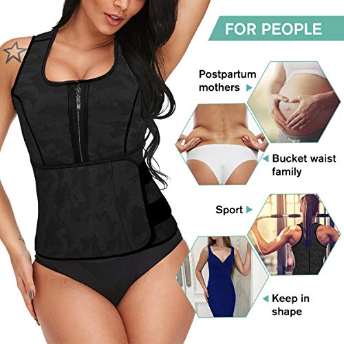 Slimerence Sauna Suit Tank Top Vest, Neoprene Latex Sport Girdle Waist Trainer Corset, for Women Black XL