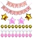 PINK HAPPY BIRTHDAY BANNER DECORATIONS SET - Pink and Gold Birthday Party Decorations | Pink Gold snd White Theme Balloon | Party Supplies for Princess, First, 2nd, 3rd, 5th, 7th, Girl, Women or Adult
