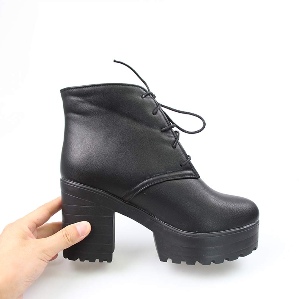 High Block Heels Platform Boots Shoes 