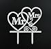 Qttier Bride and Groom Cake Topper, Mr and Mrs Sign, Wedding Decorations-Silver