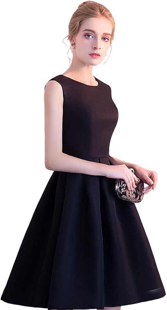 Amazon パーティードレス ミニ ドレス 二次会 花嫁 フォーマルドレス 膝丈 ワンピース パーティードレス 結婚式 バックリボンカクテルドレス イブニングドレス ファスナー ノースリーブ 演奏会 司会 謝恩会 白 黒 赤 パーティードレス 通販