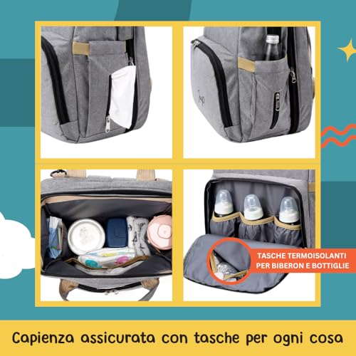 Jeap Baby Changing Backpack | Baby Changing Bag with Changing Mat | with Thermal Pockets and Stroller Hooks | Large and Waterproof Fabric | Baby Backpack for Mom and Dad