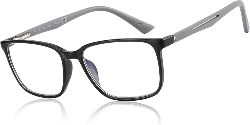 ZENOTTIC Blue Light Glasses Men Square Grey Frame Anti-Glare Sport