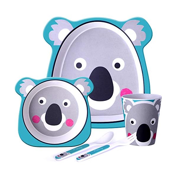GET-FRESH-Kids-Bamboo-Dinner-Set--5-Piece-Bamboo-Childrens-Dinner-Set-with-Bamboo-Kids-Plate-Bowl-Cup-Spoon-and-Fork--Cute-Koala-Bamboo-Kids-Dinnerware-Set-with-5-Bamboo-Fibre-Baby-Tableware-Dishes GET FRESH Kids Bamboo Dinner Set – 5 Piece Bamboo Childrens Dinner Set with Bamboo Kids Plate Bowl Cup Spoon and Fork – Cute Koala Bamboo Kids Dinnerware Set with 5 Bamboo Fibre Baby Tableware Dishes