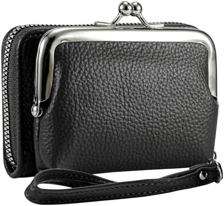 GMYIAK Coin Pouch, Round Coin Bag with Zipper and Carabiner