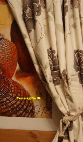 Dreams Drapes Brown Cream Floral Lined Curtains Amazon Co Uk