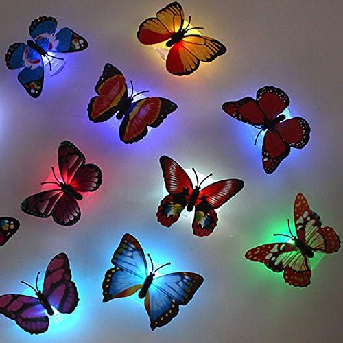Emazon Firefly 10 Pack Romantic Magic Colorful Butterfly Decorative Light/Sucker LED Colorful Butterfly Night Light-10PCS