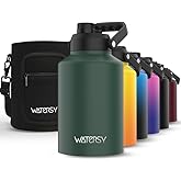 WATERSY 1 Gallon Water Bottle Insulated(Cold for 48 Hrs),BPA Free&Leak Proof,128oz Stainless Steel Water Jug,Big thermo,Large Water Bottle with Handle for Gym,Hiking,Camping&Travel,Dark Green