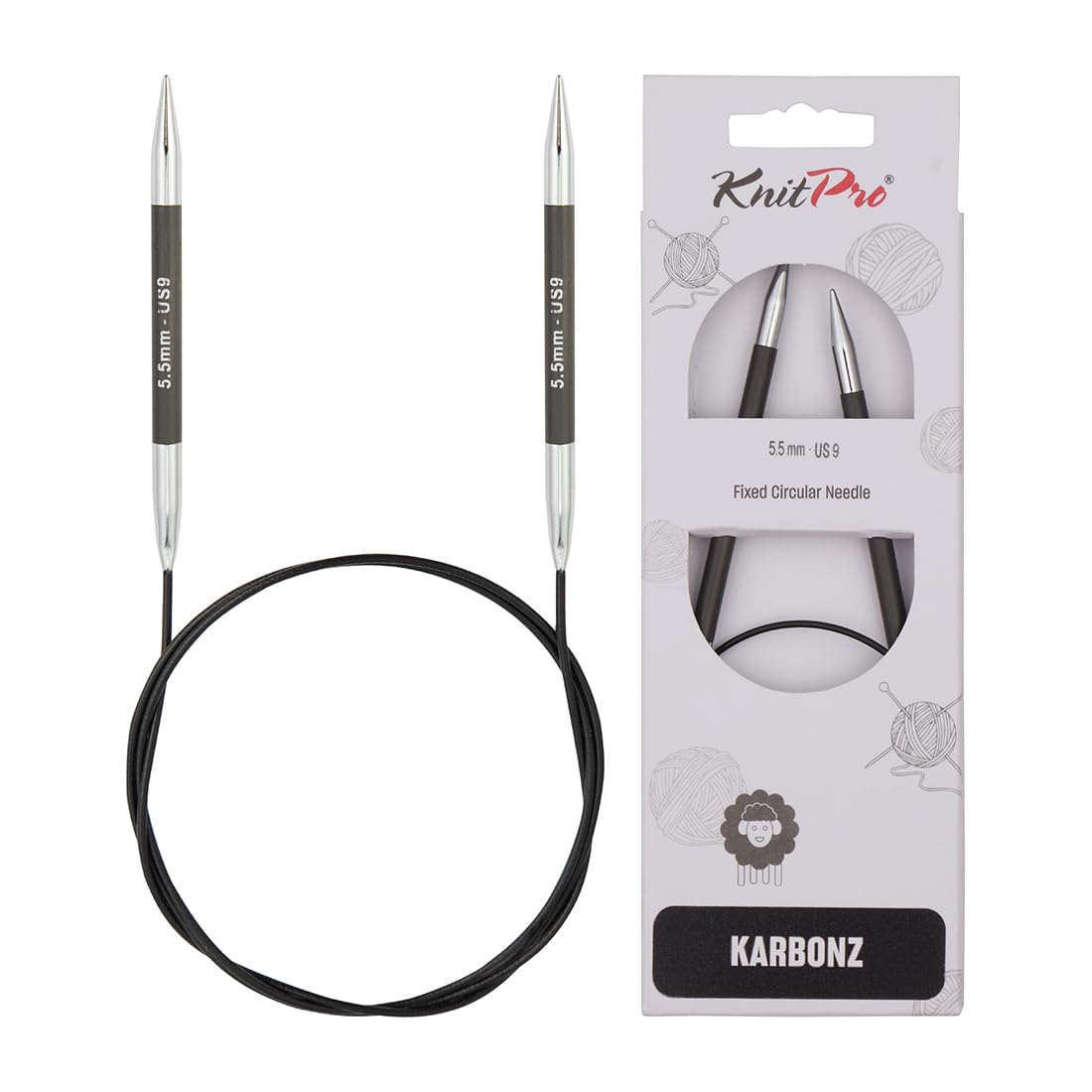 KnitPro Karbonz Fixed Circular Needles 24" (60cm) | 5.50 mm