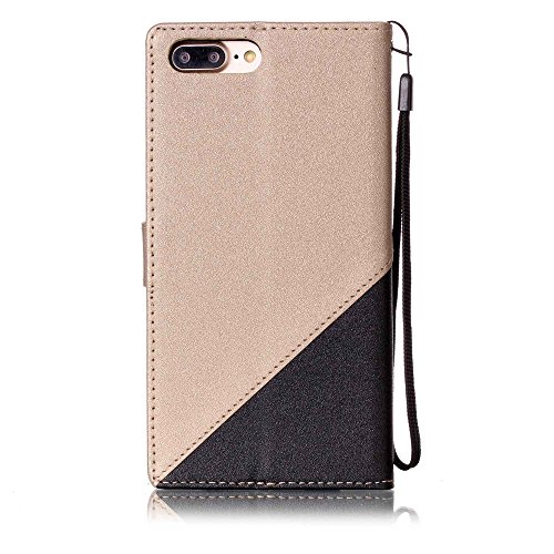 Scheam iPhone 7 Plus iPhone 8 Plus Wallet Multi Card Holder Anti-Scratch Backcover Folio PU Leather Cover with Backcover Case Compatible with iPhone 7 Plus iPhone 8 Plus - Golden + Black - Thumbnail 2