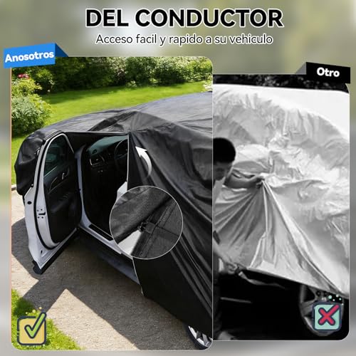 AUTODIAG Cubierta para Auto SUV,520x200x180CM Funda para Carro Impermeable,Cremallera y Cintas Reflectante,Cerradura Extra y Cuerda antiviento,Anti-UV,Anti-Nieve,Antiarañazos,Ideal para Exteriores