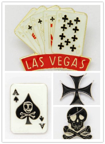 Amazon 超おしゃれ スカルが かっこいい トランプ型 ピンバッチ