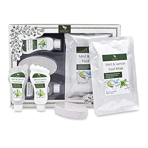 Foot-Care-Pedicure-Gift-Set-Foot-Spa-Pamper-Box-Mint-and-Lemon-Foot-Scrub-Foot-Lotion-Foot-Mask-Pumice-Stone Foot Spa Gift Sets - Foot Care Pampering Gift Set | Mint and Lemon Foot Scrub, Foot Lotion, Foot Mask, Pumice Stone