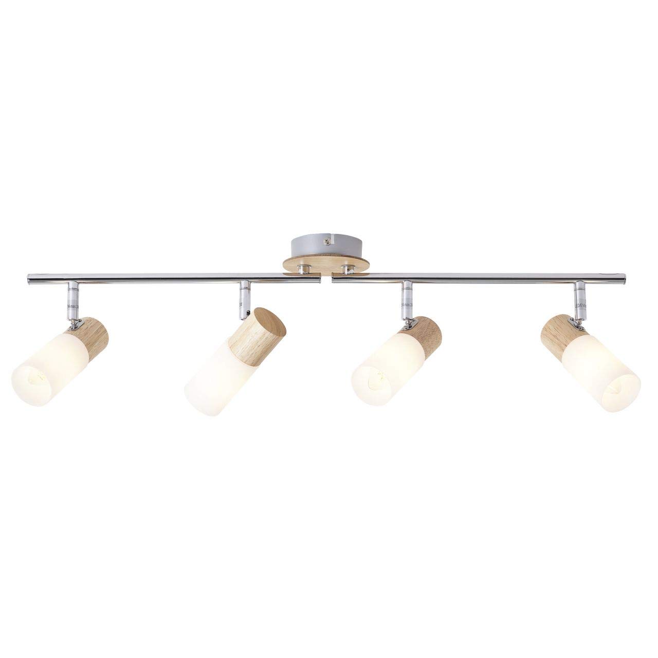 Brilliant Babsan 51432/50 Ceiling Light with 4 Lights, Metal Plastic, E14, 3.5 W, Light Wood/White
