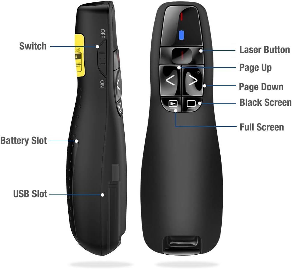 BEBONCOOL Wireless Presenter Remote, 2.4GHz Wireless USB Presenter PowerPoint Remote PPT Clicker for Presentation : Electronics