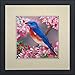 King Silk Art 100% Handmade Embroidery Framed Eastern Bluebird Oriental Wall Hanging Art Asian Decoration Tapestry Artwork Picture Gifts 31106WFB1