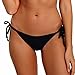FITTOO Women's Sexy Low Cut Bikini Bottom Tie Sides Thongs Cheeky Booty T-Back Ladies Swimsuit Black S