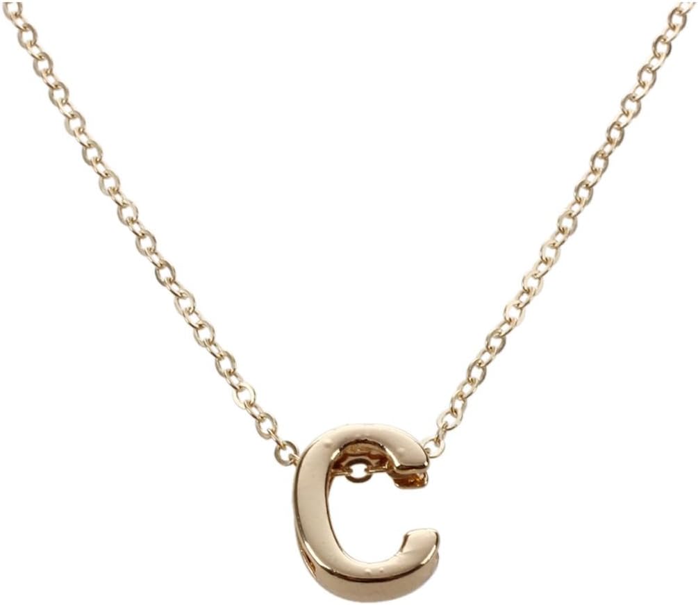 C Letter Necklace SODIAL(R)1Pcs Women Gold Plated English Letter name Initial