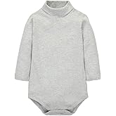 CuteOn Baby Unisex Cotton Long-Sleeve Bodysuits Solid Turtleneck Onesies
