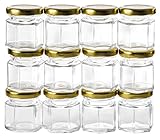 GoJars 1.5oz Hexagon Glass Jars for Gifts, Weddings, Honey, Jams, and More (12, 1.5oz)