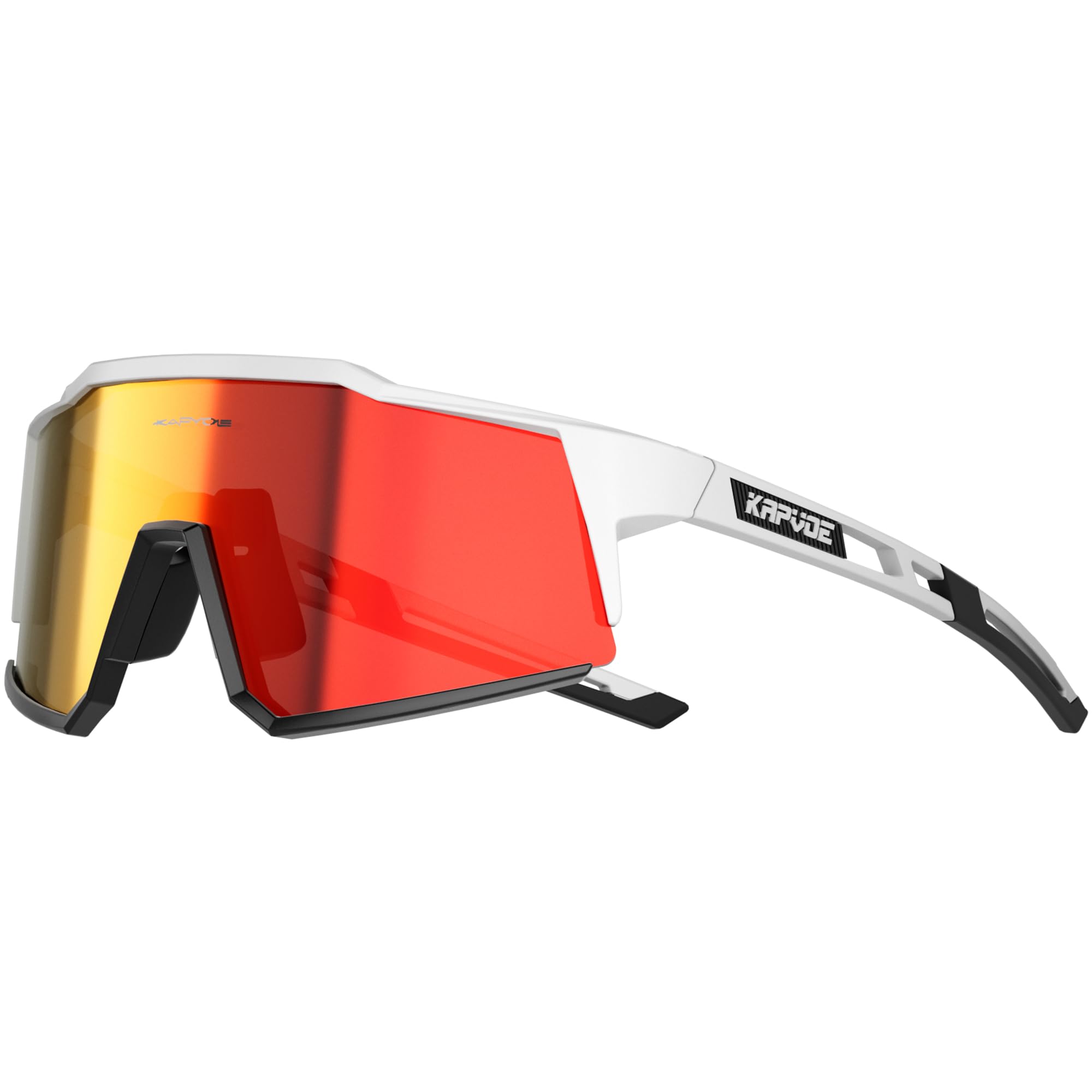 KAPVOE Polarized Sunglasses UV Protection for Men Women Cycling Sunglasses TR90 Frame Bicycle Mountain Bike Glasses Baseball MTB Running Riding Accessories Red White 10 — image 1