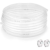 Geowaky 3/8&rsquo;&rsquo; ID &times; 1/2&rsquo;&rsquo; OD - 100 ft Clear Plastic Vinyl Tubing,Hybrid PVC Tubing Lightweight Non-Toxic vinyl Tube UV Chemical Resistant