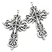 HOUSWEETY 5PCs Charm Pendants Hollow Pattern Carved Cross Silver Tone 2 4/8